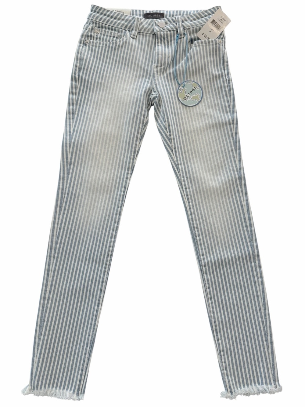 NWT DL1961 Girls Chloe Skinny Jeans Shipmate Blue White Stripe Size 8